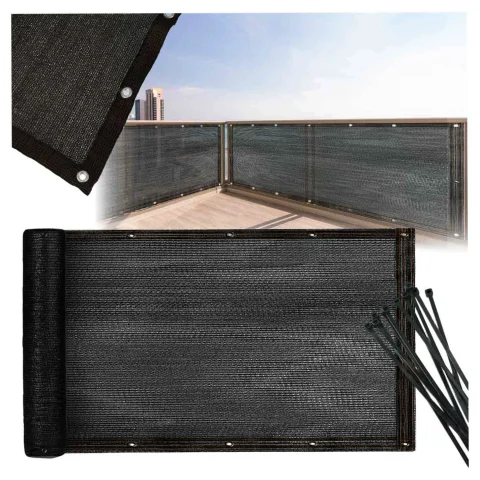 Osłona balkonowa LUARO mata maskująca siatka cieniująca na balkon taras 150g/m2 105x700cm UV + Trytytki