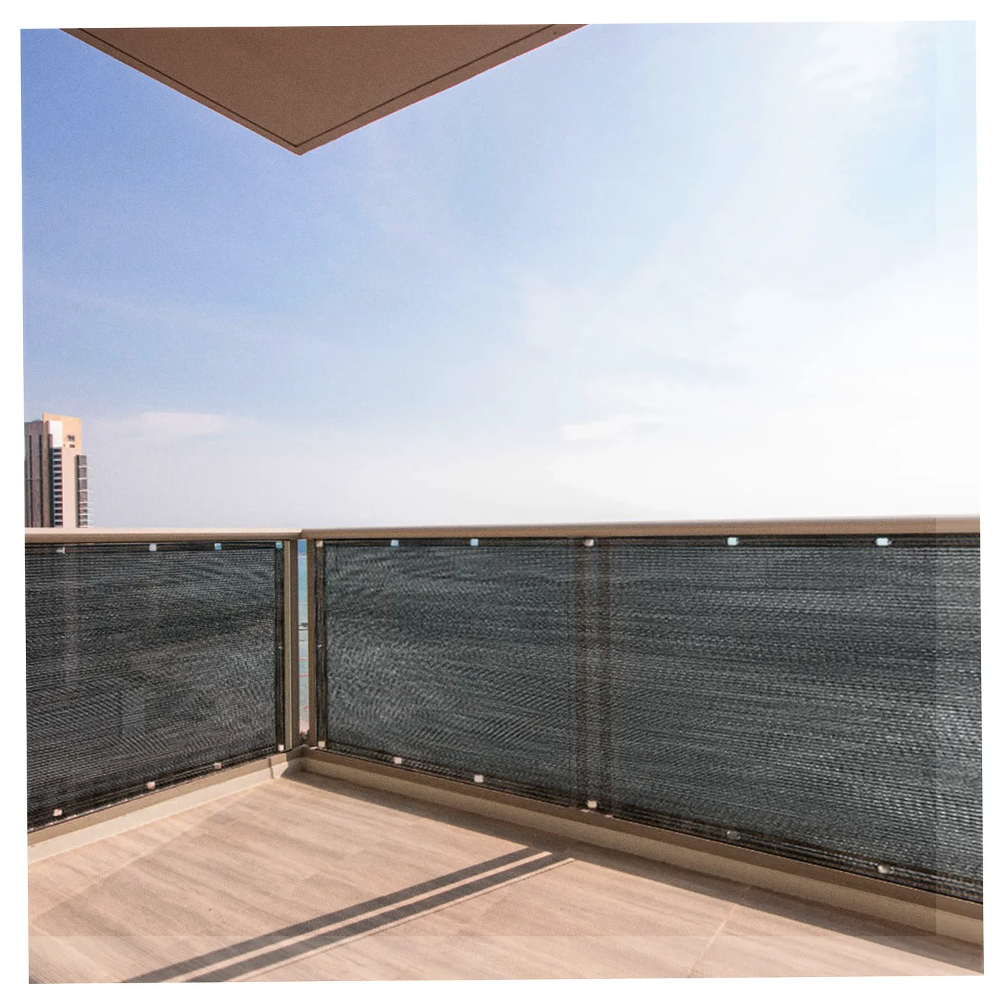 Osłona balkonowa LUARO mata maskująca siatka cieniująca na balkon taras 150g/m2 105x700cm UV + Trytytki - obrazek 6