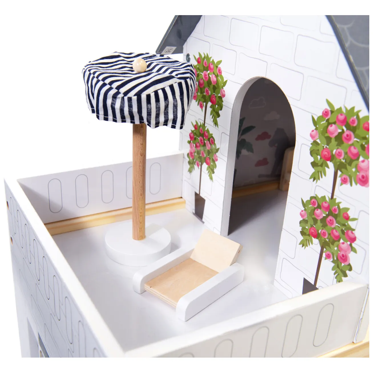 Domek dla lalek drewniany MDF mebelki 78cm biały LED - obrazek 3