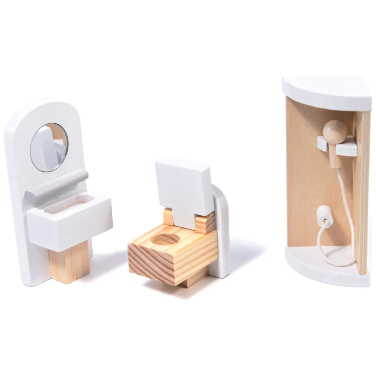 Domek dla lalek drewniany MDF mebelki 78cm biały LED - obrazek 7