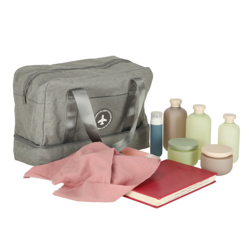 Torba podróżna bagaż podręczny do samolotu podróżna turystyczna pojemna uchwyt kieszenie 39x18x30 szara - obrazek 9