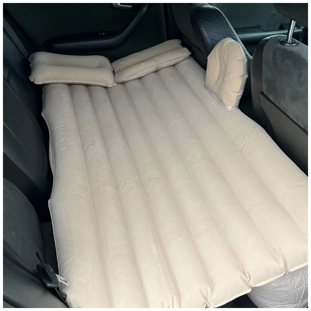 Materac łóżko do samochodu auta dmuchany pompka 130cm x 80cm beżowy - obrazek 3