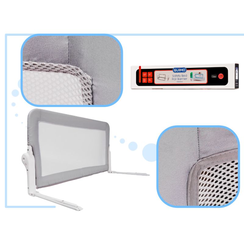 Barierka osłona ochronna do łóżka otwierana 150cm szara - obrazek 2