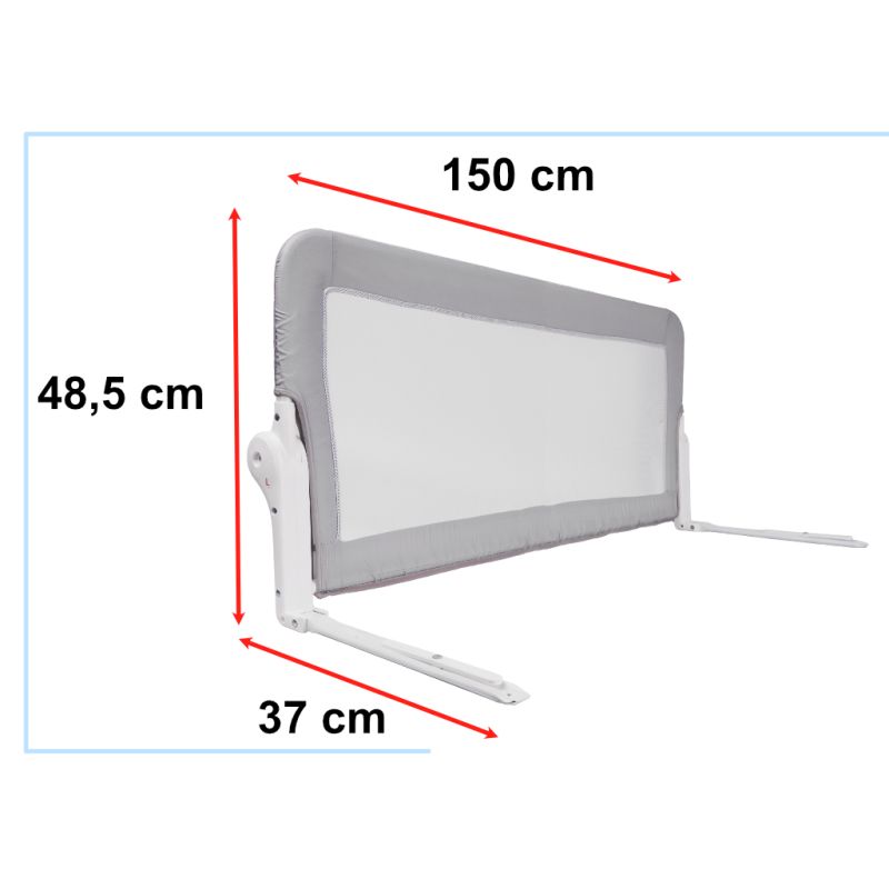 Barierka osłona ochronna do łóżka otwierana 150cm szara - obrazek 5