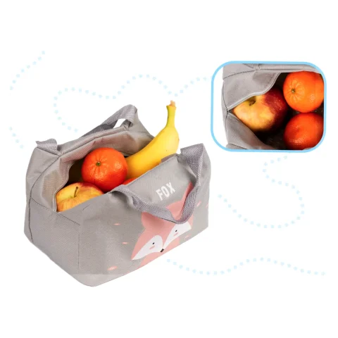 Torba termiczna na lunch jedzenie śniadaniowa izolacyjna lis różowy