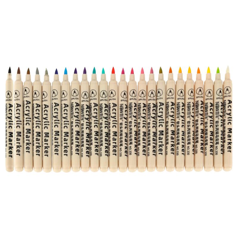 Markery akrylowe do tkanin kamieni pisaki flamastry mazaki wodoodporne DIY 24 szt. - obrazek 3