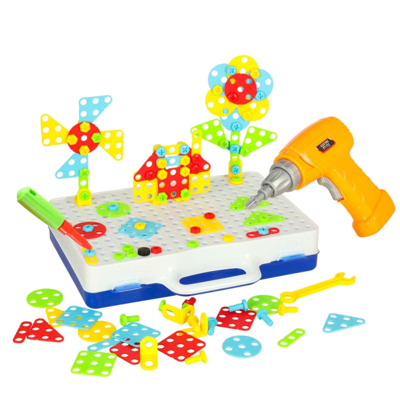 Wkrętarka wiertarka śrubki klocki konstrukcyjne zestaw majsterkowicza walizka 151 elementów - obrazek 2