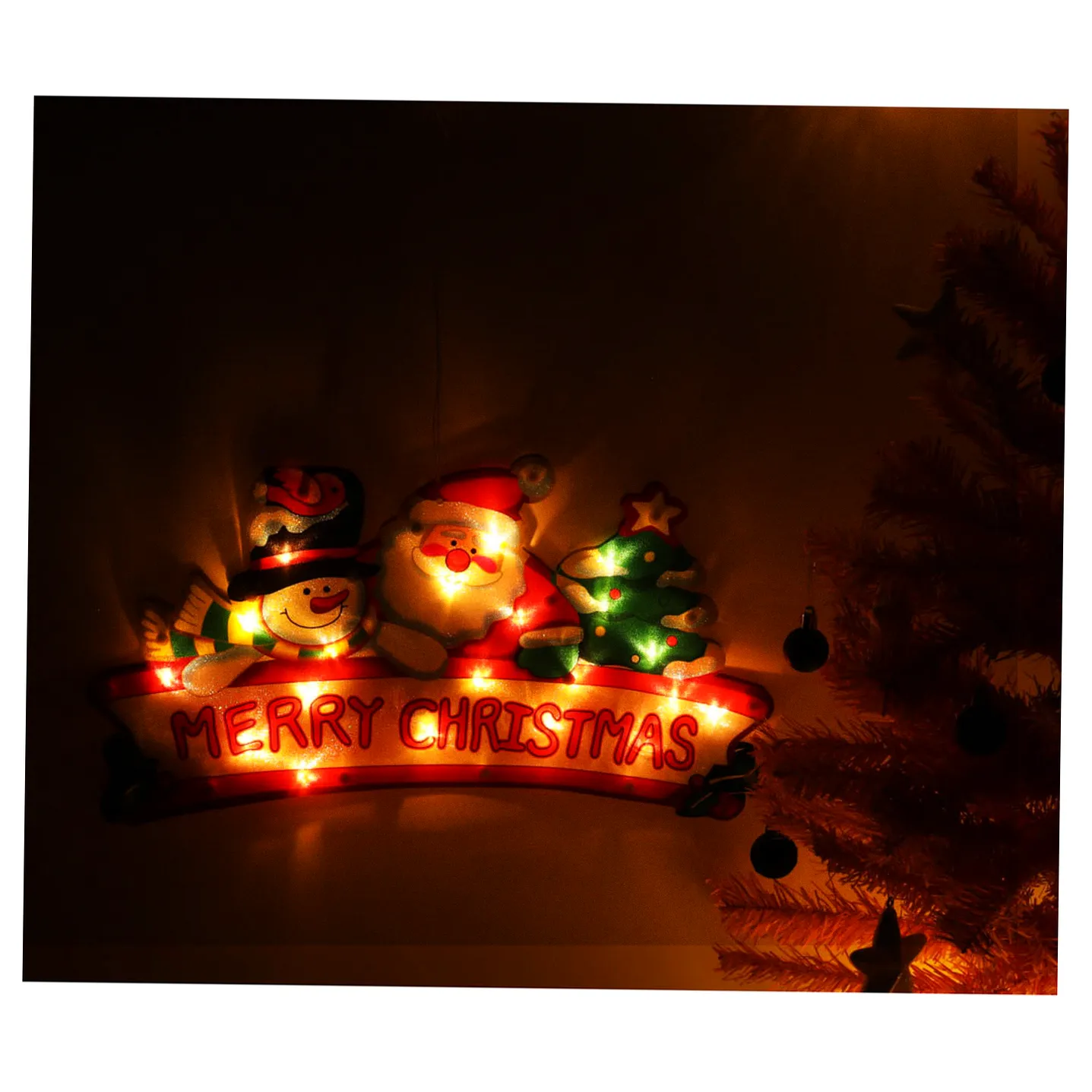 Lampki LED wisząca dekoracja okna świąteczna Merry Christmas XXL 45cm