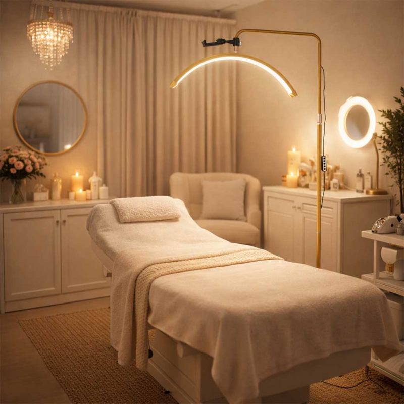 Lampa do przedłużania rzęs LED 36W regulowana kosmetyczna bezcieniowa łuk złota - obrazek 16