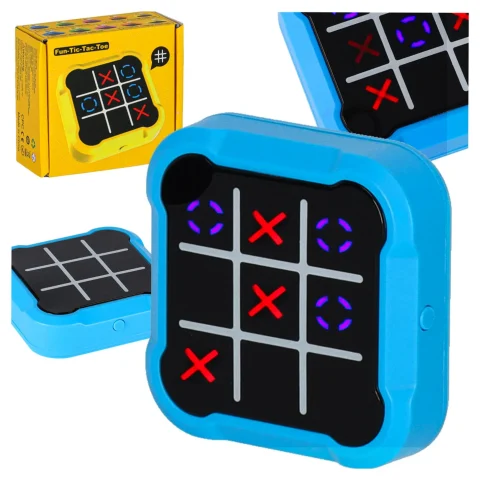 Kółko krzyżyk gra elektroniczna logiczna tic tac toe konsola przenośna niebieska