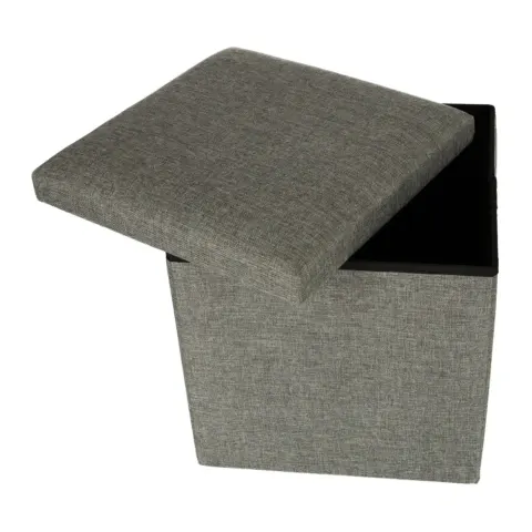 Pufa składana ze schowkiem otwierana do siedzenia podnóżek szary 38x38x38cm