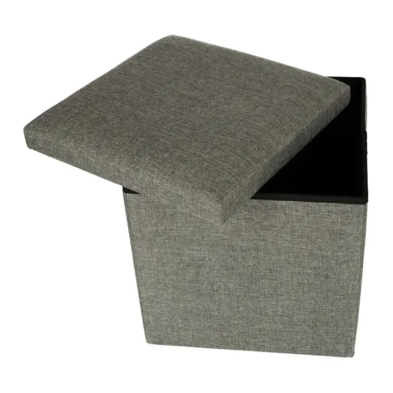 Pufa składana ze schowkiem otwierana do siedzenia podnóżek szary 38x38x38cm
