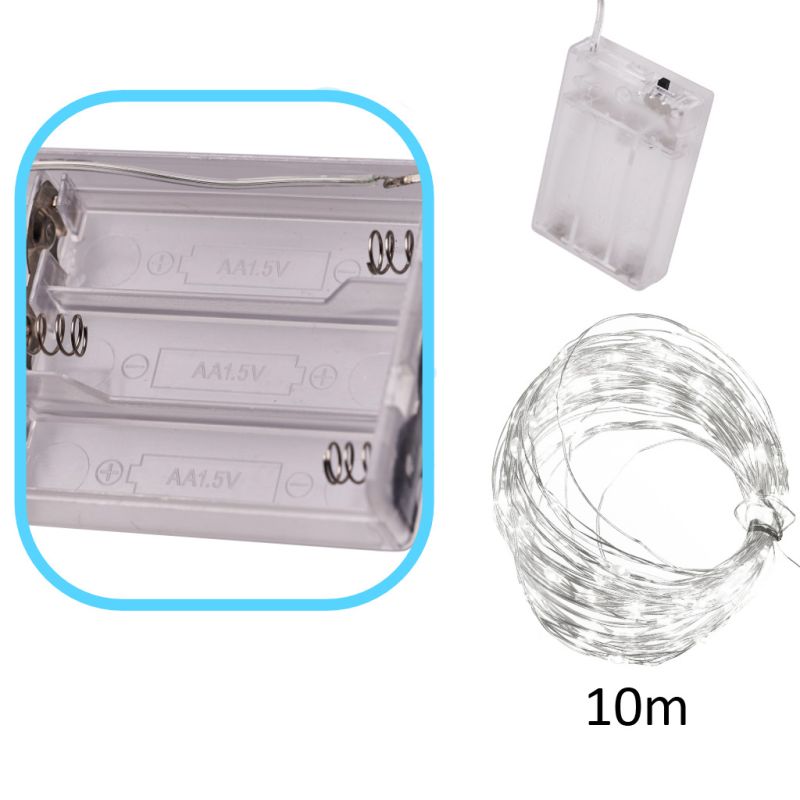 Lampki LED druciki dekoracyjne świąteczne choinkowe 10m 100LED zimny biały - obrazek 5