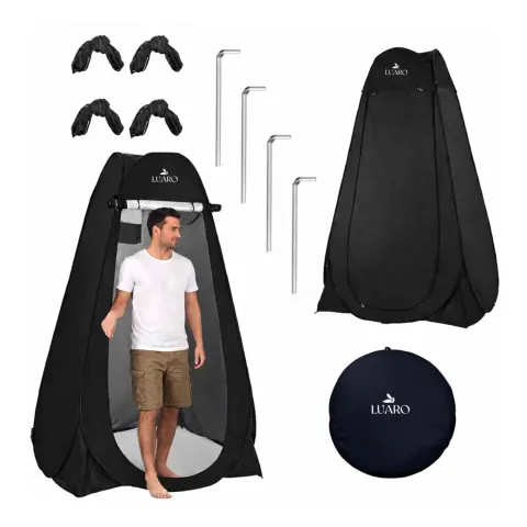 Namiot LUARO samorozkładający na prysznic przebieralnia turystyczna toaleta wc czarne
