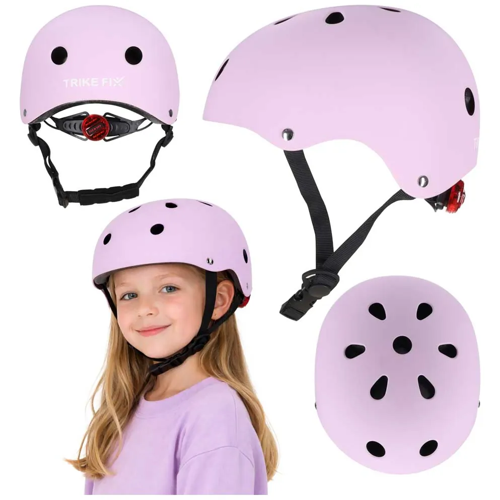 Kask rowerowy dla dziecka Trike Fix dziecięcy regulowany LED M 55-58cm fioletowy - obrazek 3