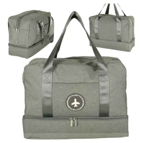 Torba podróżna bagaż podręczny do samolotu podróżna turystyczna pojemna uchwyt kieszenie 39x18x30 szara