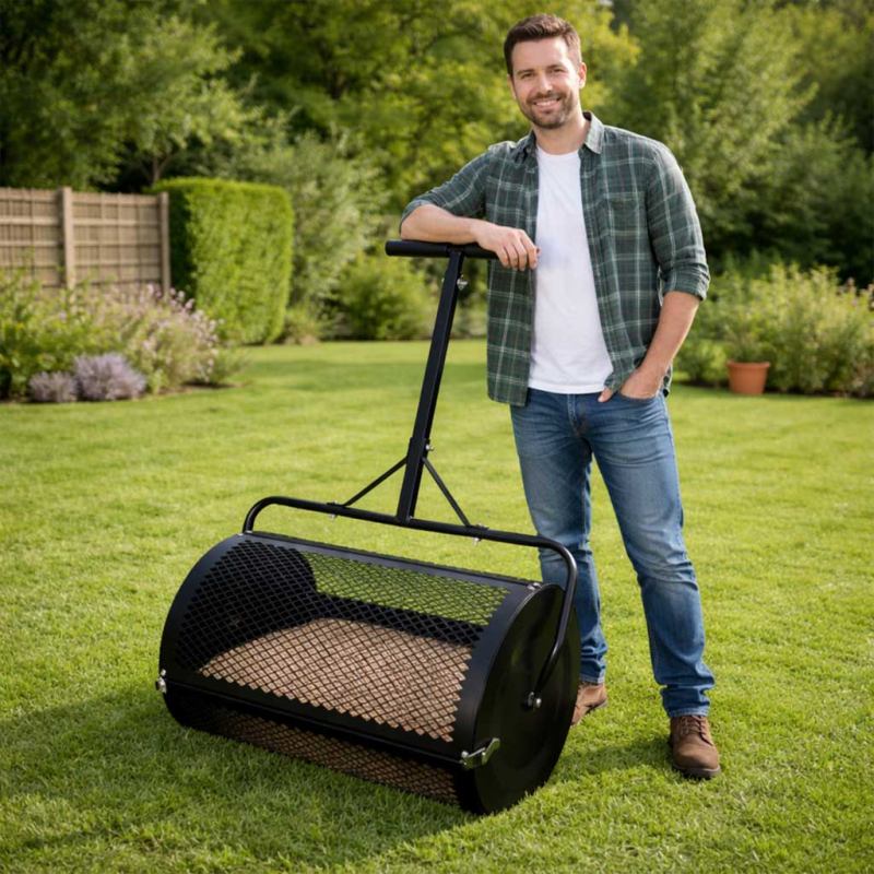 Rozsiewacz kompostu nawozu do trawnika LUARO walec siatkowy ogrodowy siewnik - obrazek 10