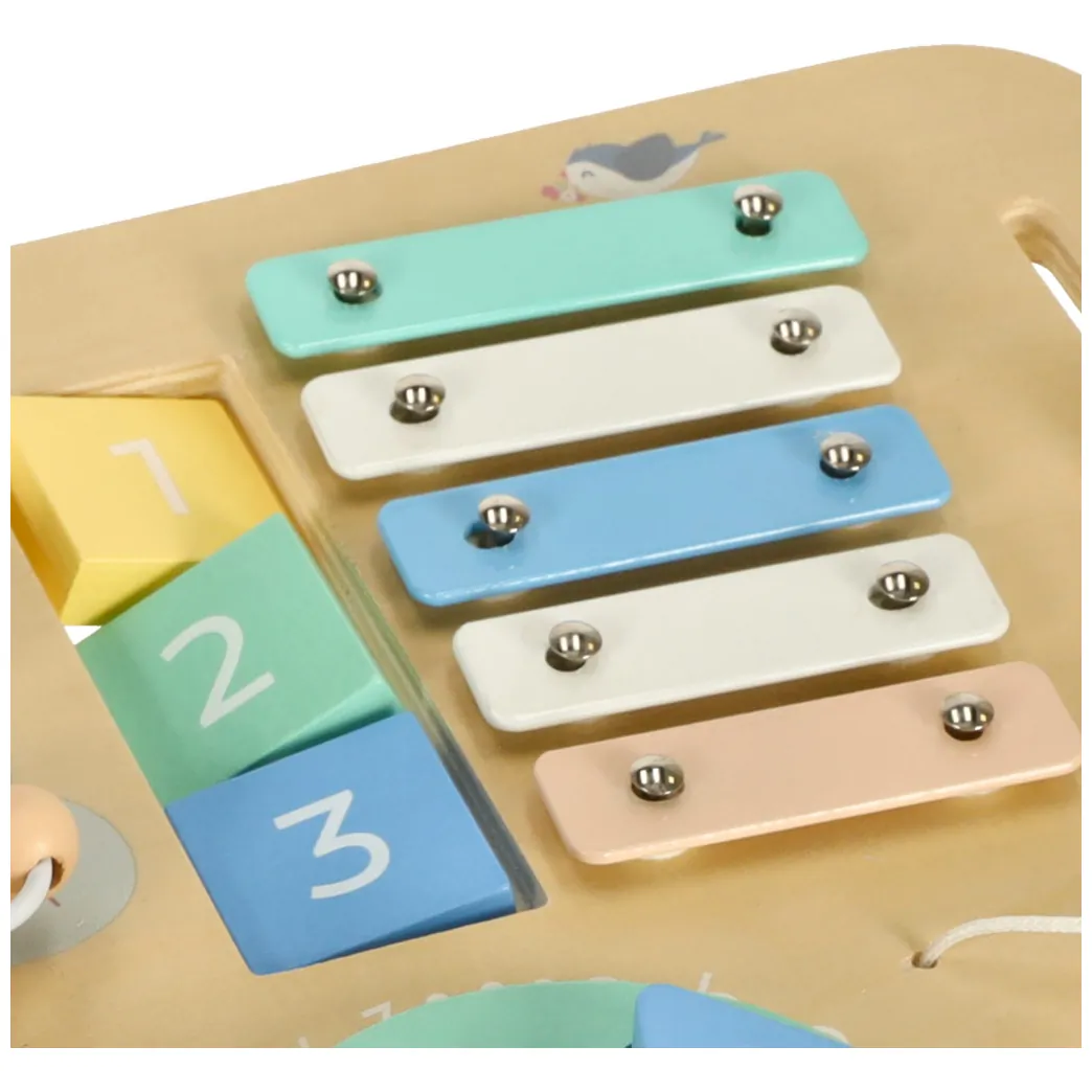 Tablica manipulacyjna LULILO LUDO stolik drewniany sensoryczny 2w1 miętowy - obrazek 2
