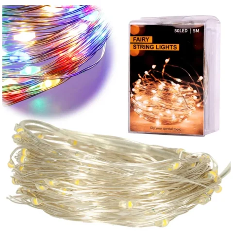 Lampki LED druciki dekoracyjne świąteczne choinkowe 5m 50LED multikolor
