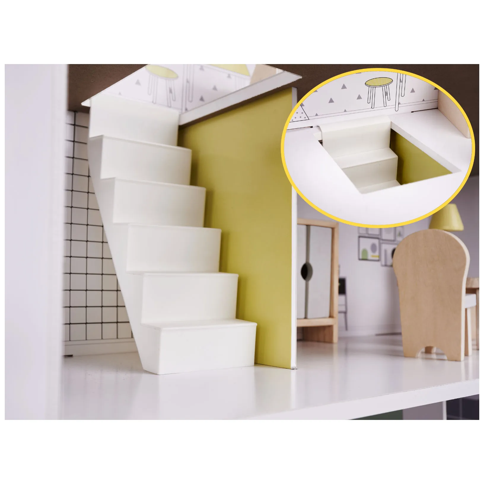 Domek dla lalek drewniany mebelki 70cm szary - obrazek 13