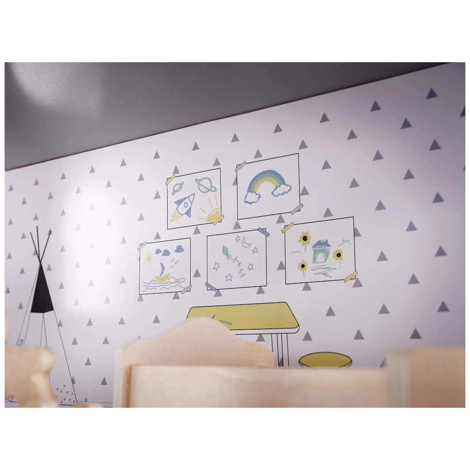 Domek dla lalek drewniany mebelki 70cm szary - obrazek 14