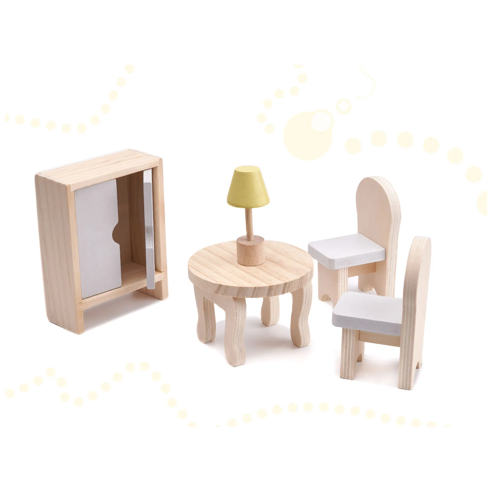 Domek dla lalek drewniany mebelki 70cm szary - obrazek 9