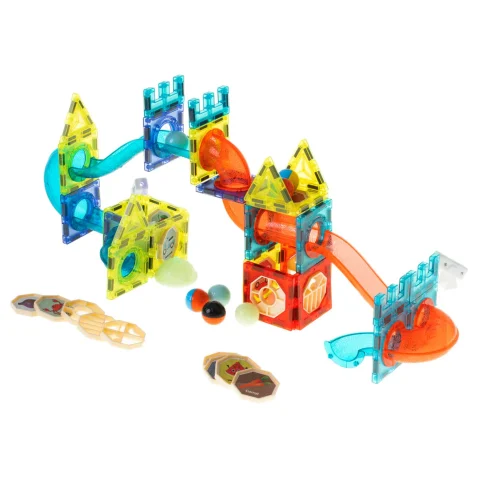 Klocki magnetyczne marble tor kulkowy świecący 75 elementów