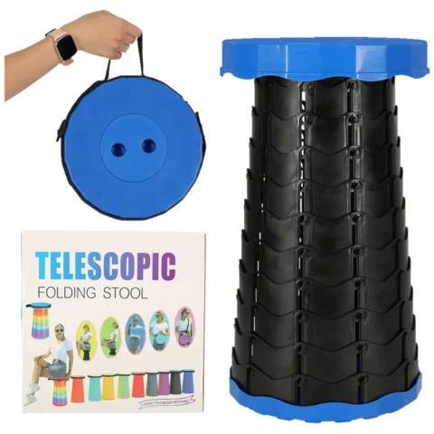Krzesło składane taboret teleskopowy turystyczny przenośny niebieski 200kg
