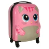 Walizka podróżna dla dzieci bagaż podręczny na kółkach kot różowa