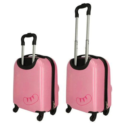 Walizka podróżna dla dzieci bagaż podręczny na kółkach kot różowa