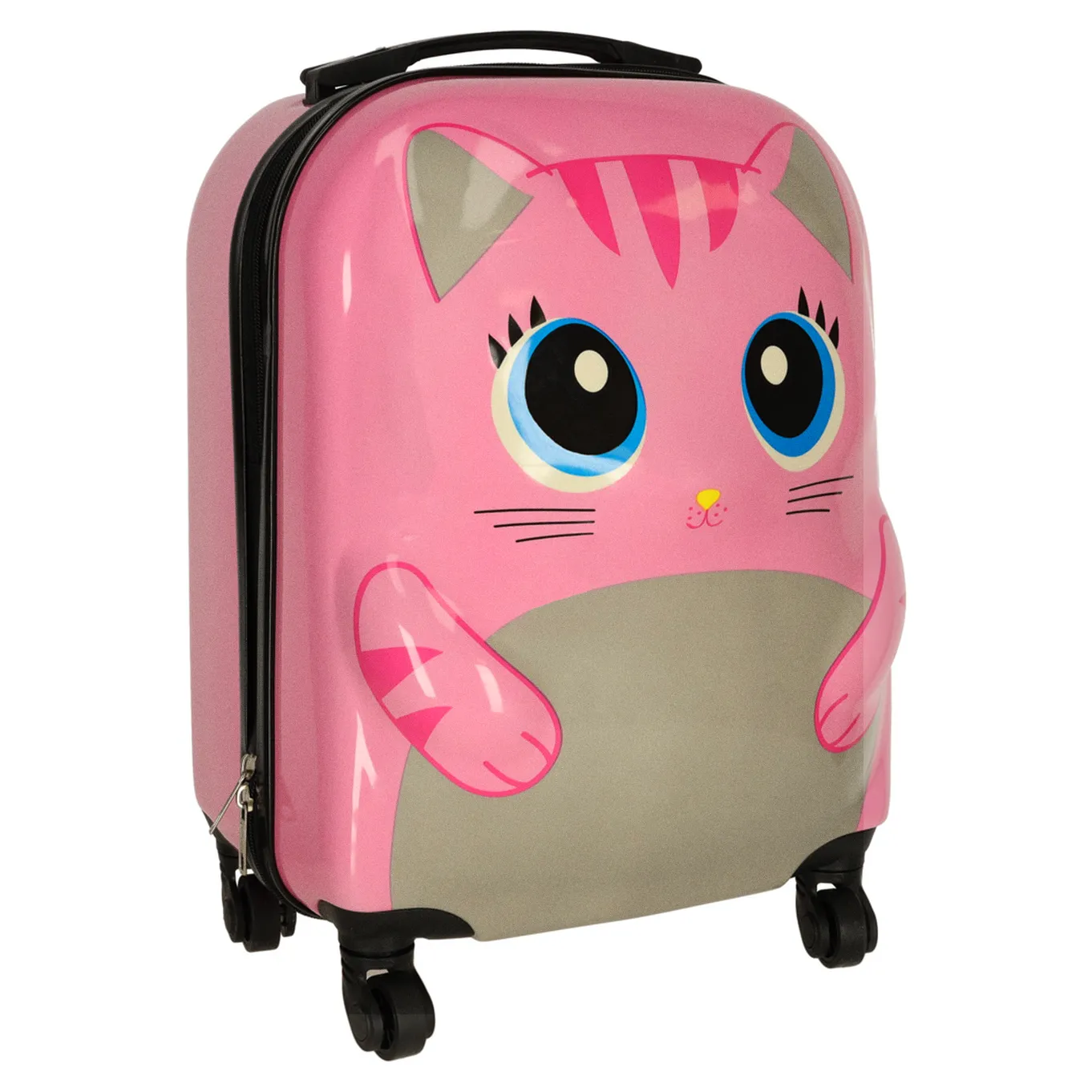 Walizka podróżna dla dzieci bagaż podręczny na kółkach kot różowa