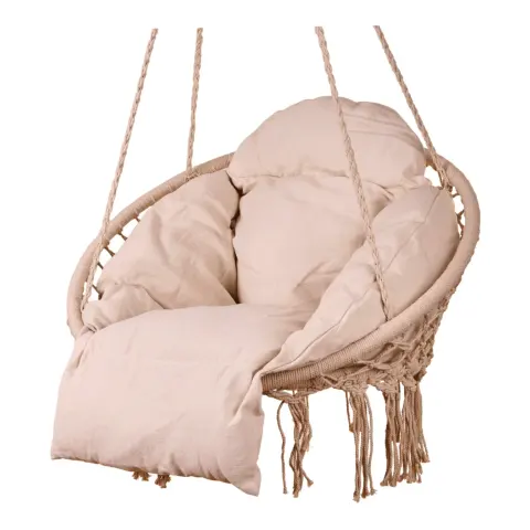 Huśtawka ogrodowa LUARO bocianie gniazdo z poduszką XXL ecru 80cm 150kg