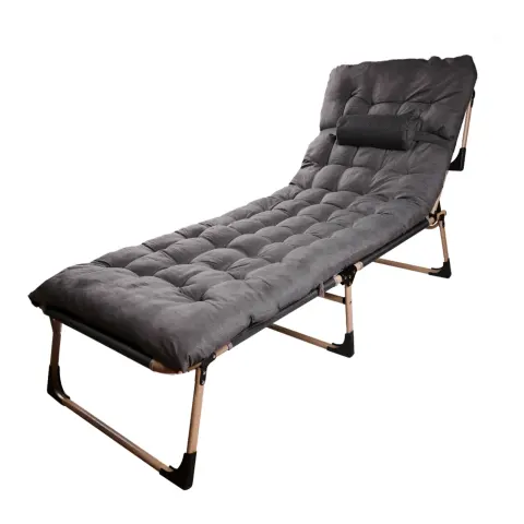 Łóżko polowe LUARO turystyczne składane leżak biznesowy 193 cm ciemny szary