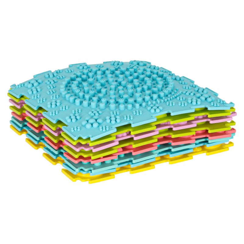 Mata sensoryczna puzzle montessori do masażu stóp 8 elementów pastelowe - obrazek 2