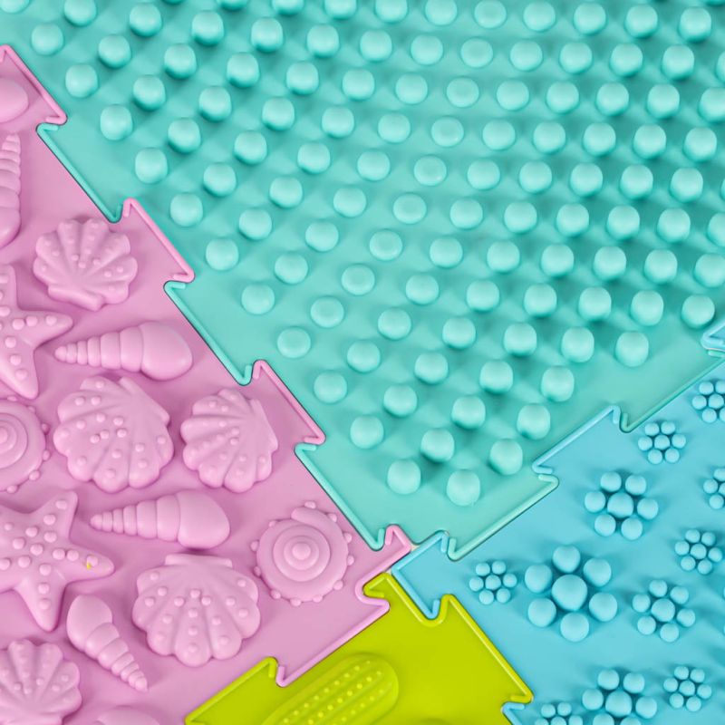 Mata sensoryczna puzzle montessori do masażu stóp 8 elementów pastelowe - obrazek 16