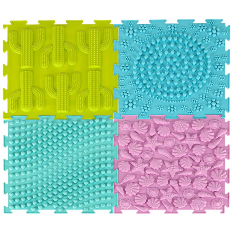 Mata sensoryczna puzzle montessori do masażu stóp 8 elementów pastelowe - obrazek 3