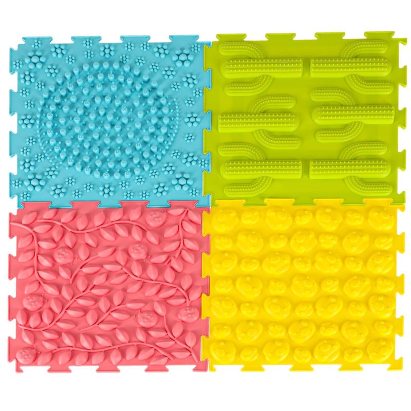 Mata sensoryczna puzzle montessori do masażu stóp 8 elementów pastelowe - obrazek 4