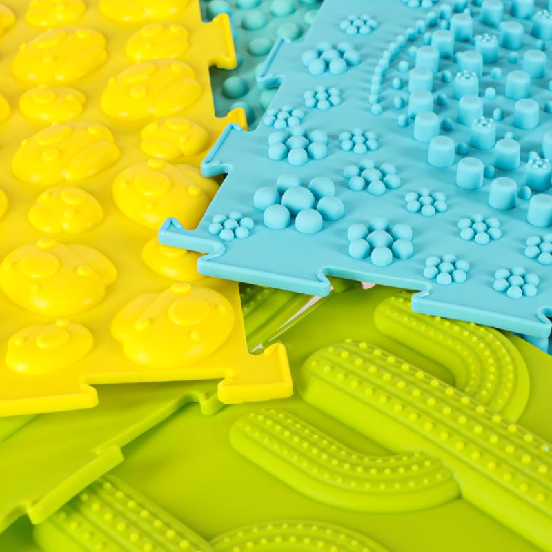 Mata sensoryczna puzzle montessori do masażu stóp 8 elementów pastelowe - obrazek 10