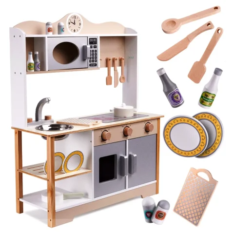 Kuchnia dla dzieci drewniana MDF LULILO KUKETO akcesoria 85cm