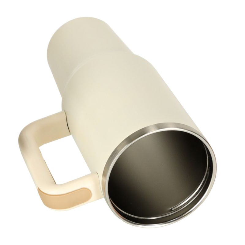 Kubek termiczny ze słomką i uchwytem termos 1200ml kremowy - obrazek 9