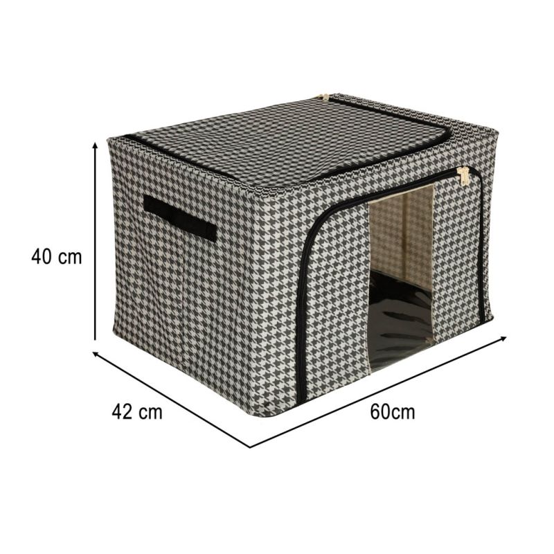 Organizer na pościel ubrania do szafy pokrowiec torba ze stelażem biały czarny 100L - obrazek 7