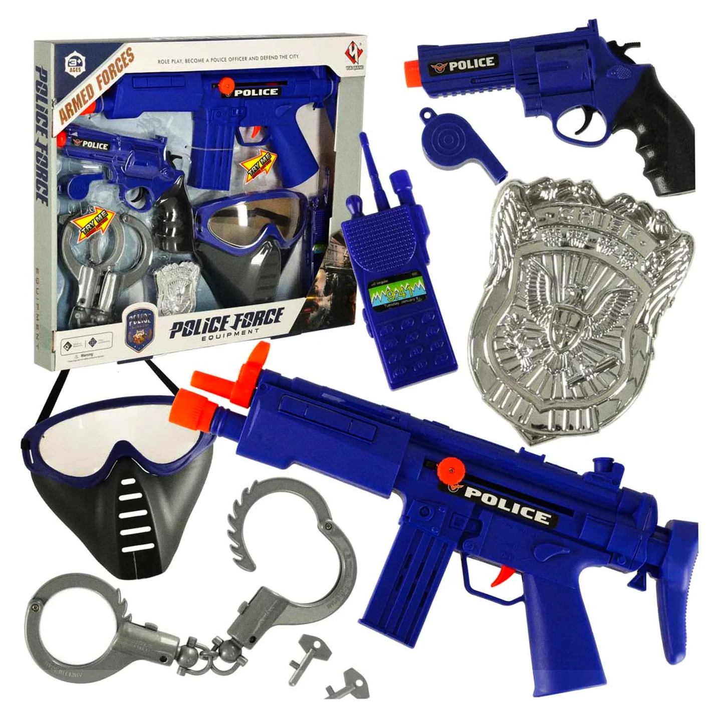 Zestaw policyjny małego policjanta pistolet karabin maska kajdanki akcesoria policyjne - obrazek 12