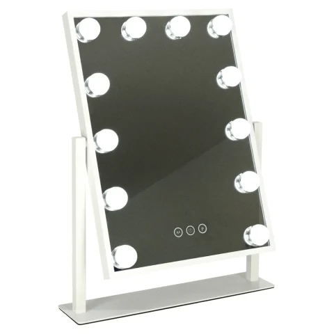 Lusterko do makijażu kosmetyczne podświetlane 12 LED Hollywood z 12 żarówkami USB 30 x 40 cm