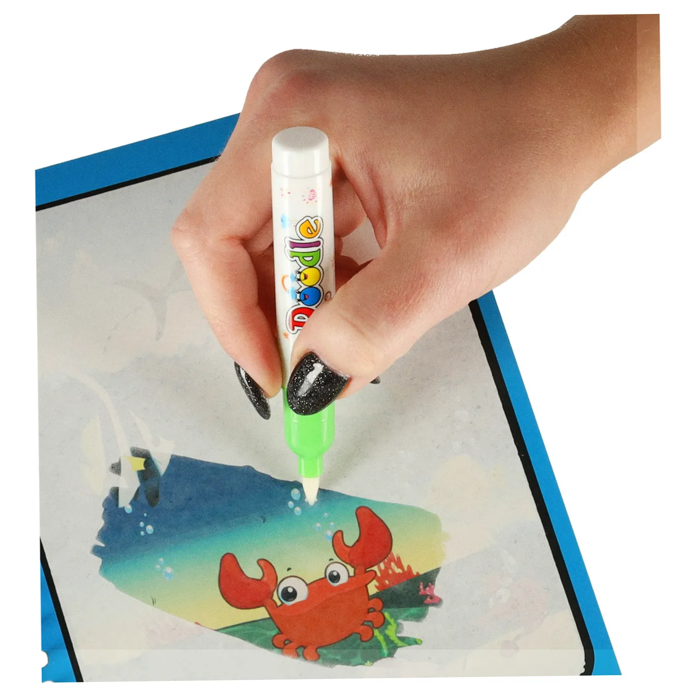 Kolorowanka książeczka wodna z mazakiem zwierzęta morskie niebieska