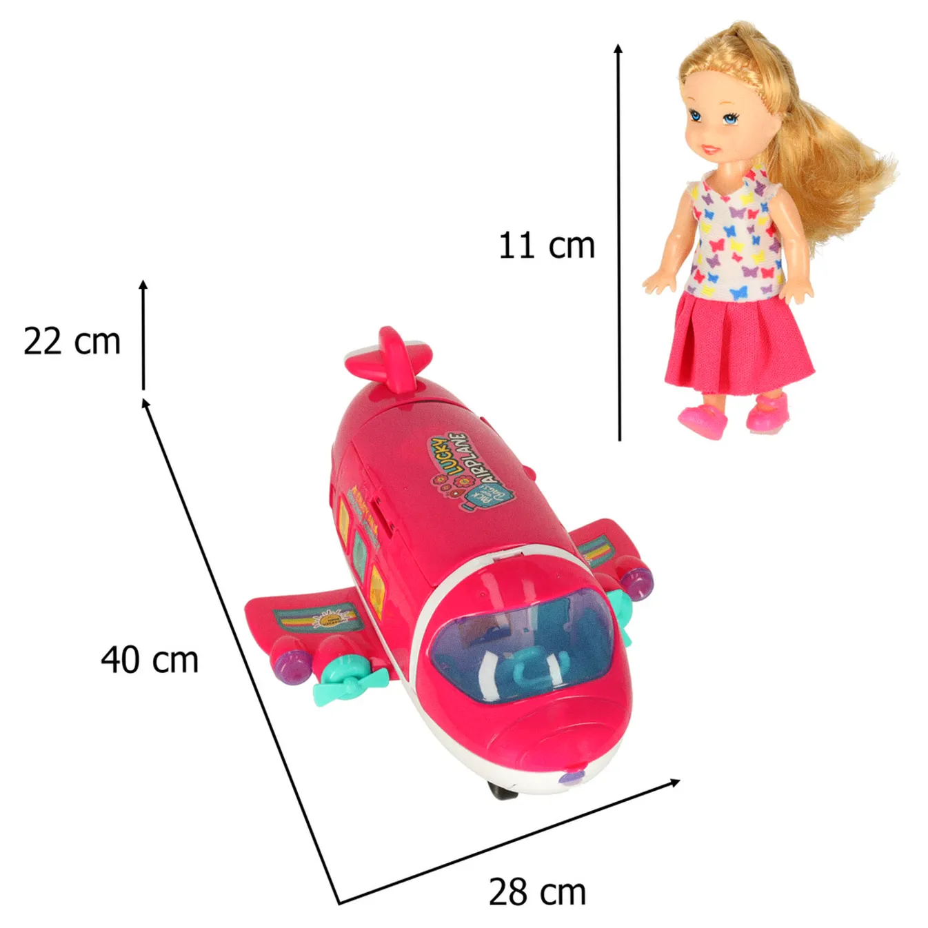 Samolot dla lalek pasażerski 2w1 rozkładany akcesoria różowy - obrazek 11