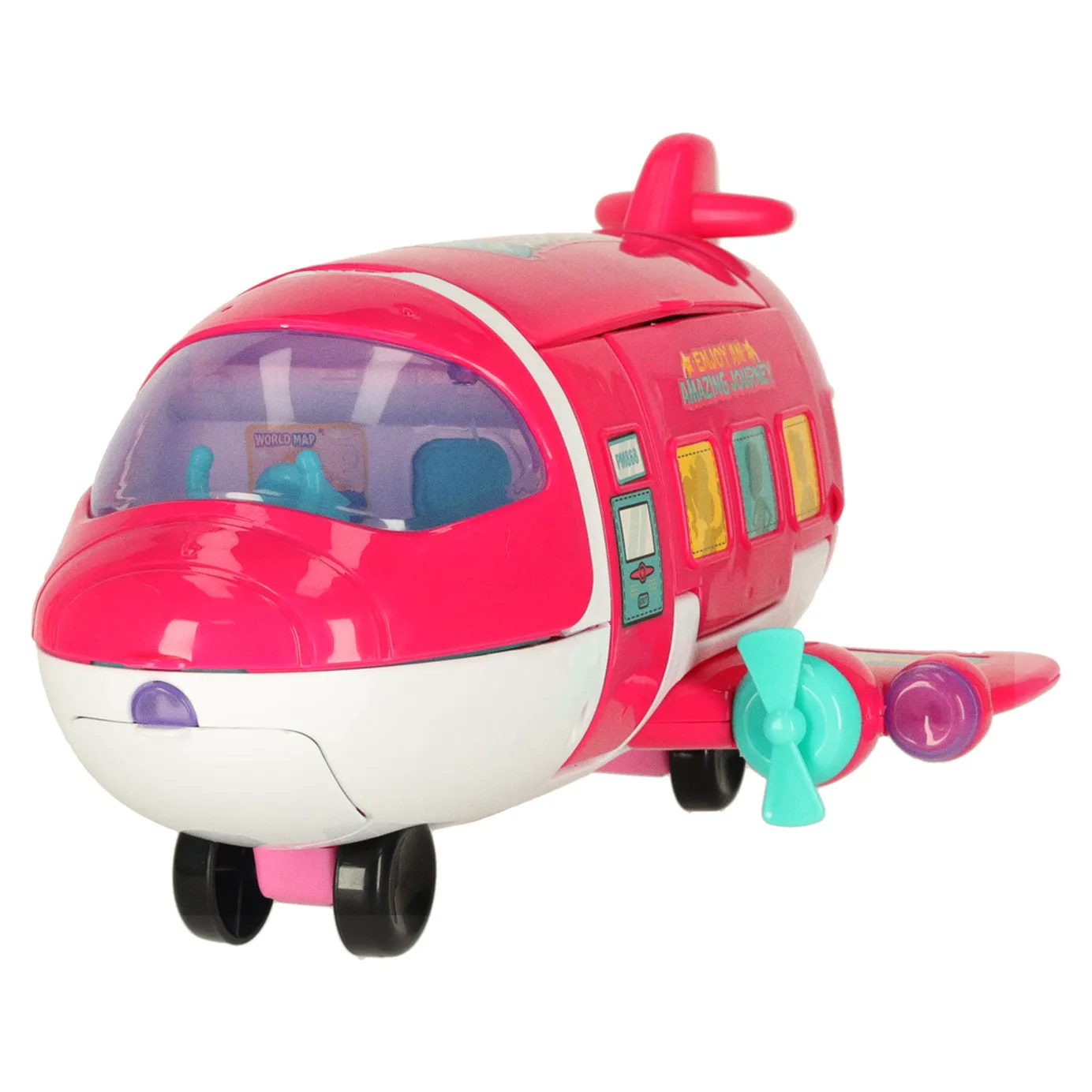 Samolot dla lalek pasażerski 2w1 rozkładany akcesoria różowy