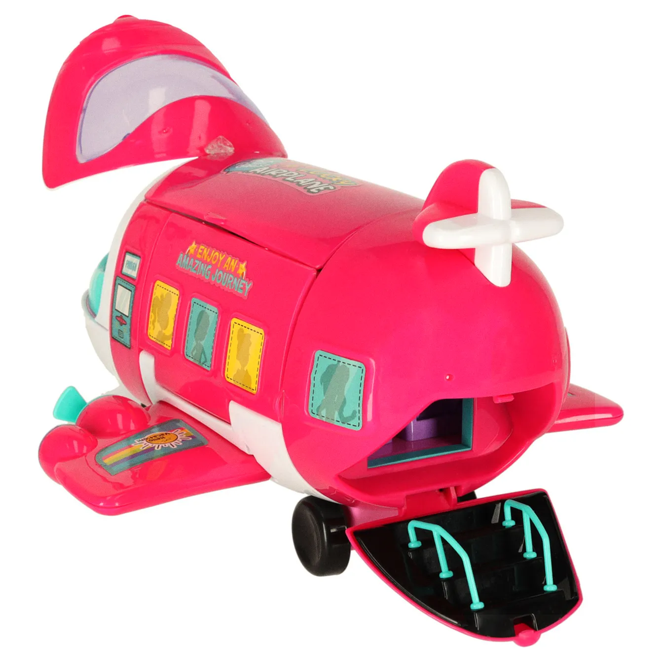 Samolot dla lalek pasażerski 2w1 rozkładany akcesoria różowy - obrazek 8