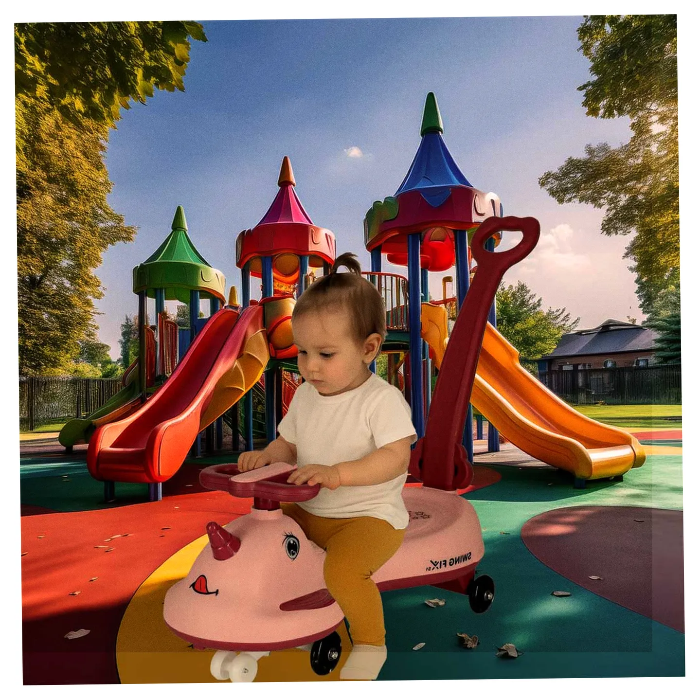 Jeździk grawitacyjny LED Swing FIX S1 skuter z rączką różowy max 65kg - obrazek 11