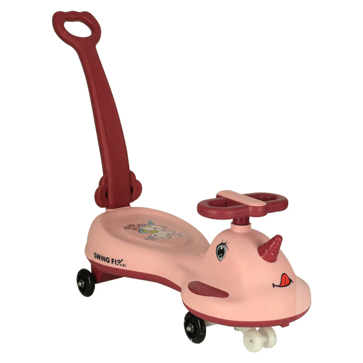 Jeździk grawitacyjny LED Swing FIX S1 skuter z rączką różowy max 65kg