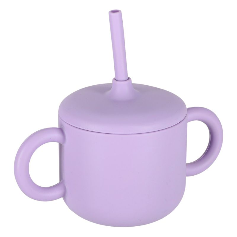Naczynia silikonowe dla dzieci zestaw 8 elementów fioletowe - obrazek 4